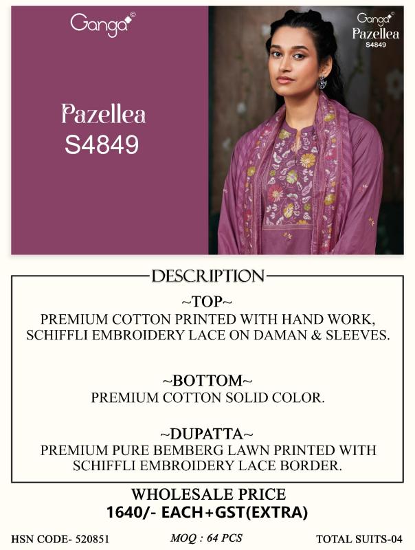 Ganga pazellea 4849 wholesale dress material valsad